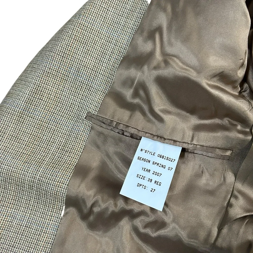 Brooks Brothers 346 Blazer Mens 39R‎ Silk Linen Wool Sport Coat Brown Tan Plaid